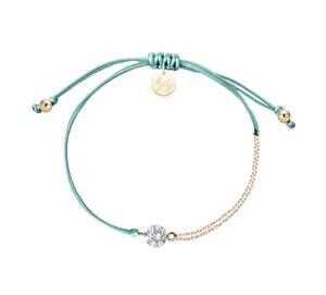 NEW ADRIANA PAPPAS women's cz solitaire bracelet on colored cord in mermaid